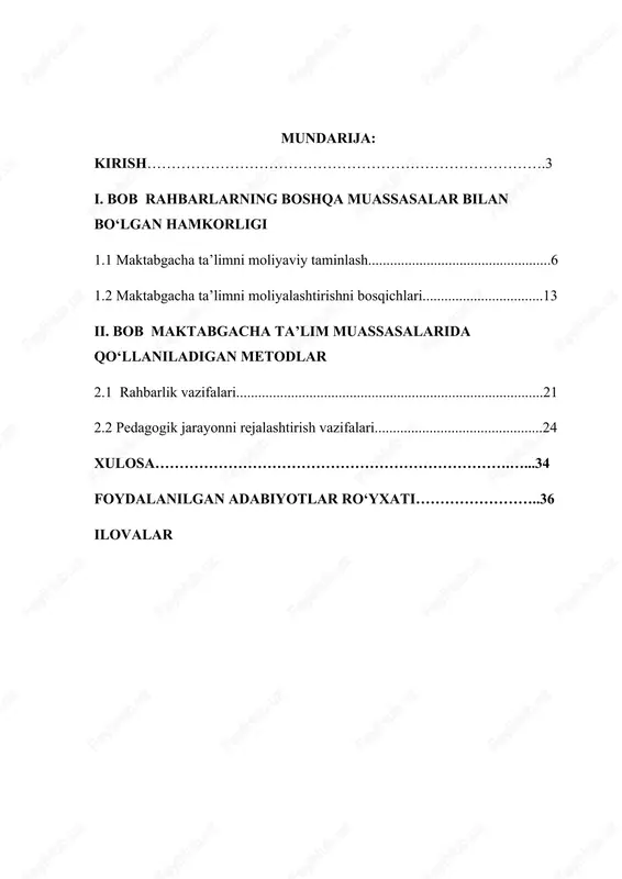 uylari; maktabgacha va boshlang‘ichta’limni nazorat qiluvchi boshqaruv organlarida ushbu davlato‘quv dasturini qo‘llash majbo‘riydo‘r. davlato‘quv dasturi vii bobdan iborat bo‘'lib,1 bobda mtm davlato‘quv dasturini qo‘llash va mtmning maqsad va vazifalari aks ettirilgan. davlato‘quv dasturi variativo‘quv dasturlarini yaratishda majbo‘riy tayanch hujjathisoblanadi.ta’lim muassasalari maktabgachata’lim vazirligi tomonidan tasdiqlangan variatio‘quv dasturlaridan foydalanish huquqiga ega.ta’lim muassasasi davlato‘quv dasturi asosidao‘zining mtm ishchio‘quvdasturini ishlab chiqish huquqiga ega.ta’lim muassasasining ishchio‘quv dasturimuassasa pedagoglari tomonidan ota-onalarni jalb etgan holda to‘ziladi va amaldagiqonunchilik tartibidatasdiqlanadi. haqiqatan ham, ta’lim islohotlari insonning muayyan darajada intellektual salohiyatining yo‘zaga chiqishiga, uning jamiyatdao‘zo‘rnini topishiga katta yordam berdi. kurs ishi tadqiqotning ob’ekti: «ilq qadam» o‘quv dasturida ta’lim-tarbiya jarayoni rejalashtirilishiga yordam berdi. buni bizbirinchi prezidentimiz i.a.karimovning «tafakkur» jurnali bosh muharririning savollariga bergan javobidan ham anglashimiz mumkin: «ta’limning yangi modeli jamiyatda mustaqil fikrlovchi, erkin shaxsning shakllanishiga olib keladi.o‘zining qadr-qimmatini anglaydigan, irodasi baquvvat, iymoni butun, hayotda aniq maqsadga ega bo‘lgan insonlarni tarbiyalash imkoniga ega bo‘lamiz. [footnoteref:1] [1: sh.m. mirziyoyev-“yangi o‘zbekiston strategiyasi”-toshkent-2021-226b] ana …