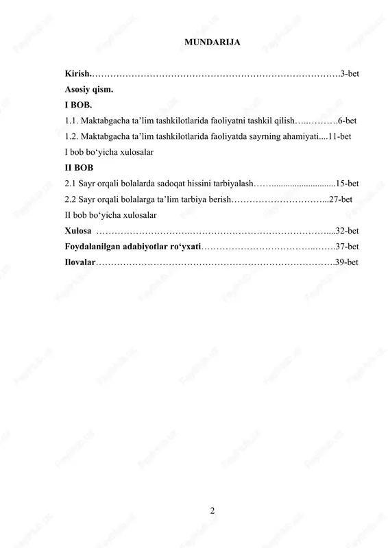 im va tarbiya to‘g‘risida”gi qonuni, maktabgacha ta’lim tizimi boshqarishni takomillashtirish chora-tadbirlari to‘g‘risida”gi qarori, o‘zbekiston respublikasining ilk va maktabgacha yoshdagi bolalar rivojlanishiga qo‘yiladigan davlat talablari, takomillashtirilgan “ilk qadam” davlat o‘quv dasturi, “o‘zbekiston respublikasi maktabgacha ta’lim tizimini 2030- yilgacha rivojlantirish kontseptsiyasi” kabi me`yoriy huquqiy hujjatlarning qabul qilinishi maktabgacha ta’lim tizimida ta’lim sifati va samaradorligini oshirishda alohida ahamiyat kasb etmoqda. maktabgacha ta’lim tizimini takomillashtirishning asosiy yo‘nalishlaridan biri bolaning xususiyatlari, imkoniyatlari, layoqati va qobiliyatlarini e’tiborga olgan holda uni shaxs sifatida mukammal shakllantirishga qaratilgan ta’limdir. ma’lumki, har bir shaxs o‘zining intilishlari, qobiliyati va imkoniyatlariga ko‘ra hayotda o‘z o‘rnini topa olgan sharoitda rivojlanuvchi jamiyatni barpo etishi mumkin. maktabgacha yoshdagi bolalarga ta’lim-tarbiya berishning asosiy vazifalari bolalarni jismoniy, aqliy va ma’naviy jihatdan .rivojlantirishda ularning tug‘ma layoqati, qiziqishi, ehtiyoji va imkoniyatlarini hisobga olgan holda, milliy va umuminsoniy qadriyatlar asosida muntazam ta’lim olishga tayyorlashdan iborat. tarbiya masalasiga e’tibor qilinmasa, kelajak boy beriladi. ma’naviy va axloqiy poklanish, imon, insof, diyonat, or-nomus, …