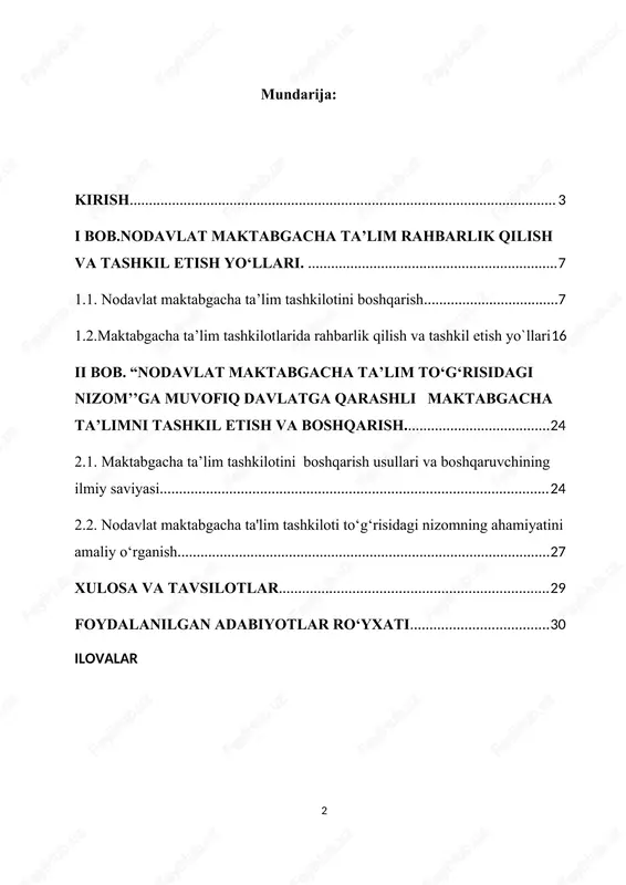 tlarini safarbar etamiz” mazmundagi fikrlaridan yoshlarga oid davlat siyosatining naqadar ustuvor ekanligini ko‘rishimiz mumkin. o‘zbekiston respublikasining prezidenti sh.m.mirziyoyevning “ma’lumki, yosh avlod tarbiyasi hamma zamonlarda ham muhim va dolzarb ahamiyatga ega bo‘lib kelgan. ammo biz yashayotgan xxi asrda bu masala haqiqatan ham hayot-mamot masalasiga aylanib bormoqda. “tarbiya qancha mukammal bo‘lsa, xalq shuncha baxtli yashaydi”, deydi donishmandlar. tarbiya mukammal bo‘lishi uchun esa bumasalada bo‘shliq paydo bo‘lishiga mutlaqo yo‘l qo‘yib bo‘lmaydi.” degan fikrlari tadqiqot ishimizning dolzarbligini o‘zida ifodalaydi. mamlakatimizda amalga oshirilayotgan ta’lim siyosatining muhim maqsadlaridan biri yosh avlodni har tomonlama barkamol insonlar qilib o‘zbekiston respublikasining “ta'lim to‘g‘risida” va “maktabgacha ta’lim va tarbiya to‘g‘risida”gi qonunlari (2020-yil). tarbiyalashdir. bolani maktabda muvaffaqiyatli ta’lim olishga tayyorlash uchun unga ona tilining barcha boyliklarini egallab olish uchun tegishli shart-sharoitlarni yaratish zarur. bola nutqining rivoji ko‘p jihatdan uning ruhiyatiga, sog‘lom, tetik o‘sishiga. ahloqiy sifatlariga o‘quv dasturini o‘zlattirishda me’yorli bajarilishini ta’minlashshiga, qo‘llanmalarning monandligiga bog‘likdir. bu masalalar maktabgacha ta’limda o‘z echimi ifodasini …