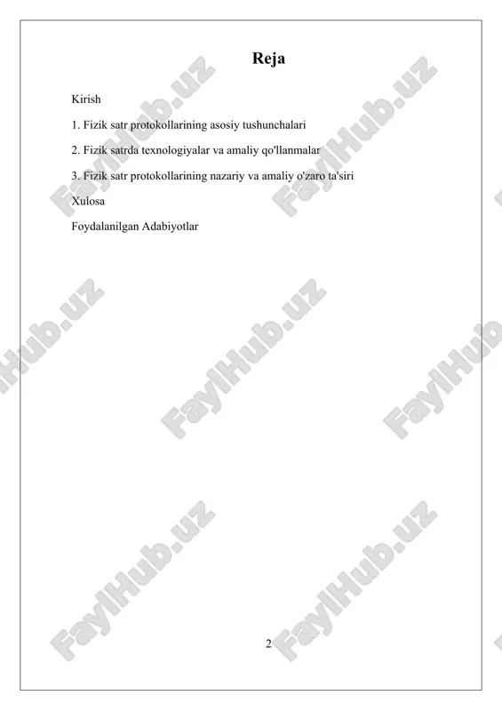anishi tarmoq texnologiyalarining tez o’sishi bilan uzviy bog’liq bo’lib, ular yuqori tezlik, kamroq kechikish va yaxshilangan xavfsizlikni ta’minlashga qaratilgan. ushbu tadqiqotda fizik qatlam protokollarining asosiy tushunchalari, amaliy texnologiyalari va ularning nazariy va amaliy ta’siri o’rganiladi. bu sohada olib borilayotgan izlanishlar, yuqori tezlikdagi va xavfsiz tarmoq aloqalarini yaratish uchun yangi texnologiyalar va protokollarni ishlab chiqishga qaratilgan bo’lib, ular tarmoqning umumiy unumdorligini oshirishga xizmat qiladi. i. fizik satr protokollarining asosiy tushunchalari. fizik satr protokollari, osi modelining eng pastki qatlamini tashkil etadi va tarmoqdagi ma’lumotlarning fizik muhit orqali uzatilishini ta’minlaydi. bu qatlamda ishlaydigan protokollar va texnologiyalar, ma’lumotlarni elektr signallar, optik impulslar yoki mexanik harakatlar shaklida uzatishni tashkil qiladi. fizik satr protokollari tarmoqdan foydalanish uchun zarur bo‘lgan asosiy elementlardir va ular yordamida qurilmalar o‘rtasida uzluksiz va ishonchli aloqa o‘rnatiladi. fizik satr protokollarining asosiy vazifasi – ma’lumotlarning fizik muhit orqali to‘g‘ri va xavfsiz uzatilishini ta’minlash. bu, aslida, signallarni qanday yuborish, qabul qilish va boshqarish bilan …