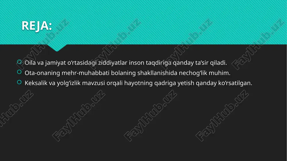 bat bag‘ishlaydi. "ikki eshik orasi" romanida muallif bolalikda olingan mehr va etiborning inson ruhiyatiga qanday chuqur ta’sir ko‘rsatishini ta’sirchan tasvirlaydi. asarda onaning farzandlariga nisbatan mehrsiz, sovuq munosabati ularning ruhiy holatida iz qoldiradi va kattalardek bo‘lish jarayonida ularga ruhiy to‘siq bo‘ladi. ota-onaning muomala uslubi, har bir so‘zi va amali bola uchun hayotiy saboqqa aylanadi. "ikki eshik orasi" romanida ota-onaning mehr-muhabbatsiz muomalasi bola qalbida sovuqlik va tushkunlik uyg‘otadi. bola mehrsiz muhitda ulg‘ayganda, u atrofdagilarni tushunmaydi, o‘zini ifoda etishda qiynaladi va hayotga befarq bo‘lib qolishi mumkin. asarda muallif bolaning ruhiy shakllanishida birgina iliq so‘z, mehrli nigoh yoki quchoqlab qo‘yish qanchalik katta ta’sirga ega ekanini obrazlar orqali chuqur ochib beradi. bu roman bizga shuni anglatadi: bola uchun eng katta tarbiya — bu ota-onaning mehrli munosabati, uni eshitishi, tushunishi va qo‘llab-quvvatlashidir. farzandga berilgan mehr uni kuchli, bardoshli va ruhiy jihatdan sog‘lom inson sifatida voyaga yetkazadi. ota-onaning mehr-muhabbati bolada o‘ziga ishonch, hayotga qiziqish va ijobiy dunyoqarashni …