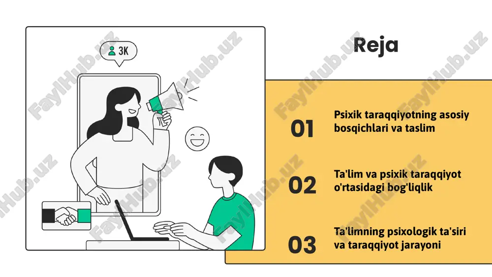 ishning foydalari haqida ko'plab psixologik maqolalar mavjud. psixik taraqqiyot va ta'limning o'zaro munosabati psixik taraqqiyot va taslim o'rtasida kuchli bog'liqlik mavjud. taslim, inson ruhiyatini rivojlantirishga yordam beradi va stressni kamaytiradi. bu jarayonlar bir-birini to'ldiradi va shaxsning ichki tinchligini oshiradi. taslim psixik taraqqiyotda samarali vosita bo'lib, insonning o'zini anglashiga va o'z ustida ishlashiga imkon beradi. natijada, bu jarayonlar bir-biriga ta'sir qiladi va shaxsning umumiy rivojlanishiga hissa qo'shadi. kelajakda psixik taraqqiyot va taslimni rivojlantirish uchun, insonlar o'z his-tuyg'ularini qabul qilishni, stressni boshqarishni o'rganishlari va o'zlariga qarshi hamdardlik ko'rsatishlari muhimdir. photo by poster pos on unsplash 1 2 3 ta'lim va psixik taraqqiyot: kirish ta'lim va psixik taraqqiyot inson ruhiyatining muhim jihatlari bo'lib, ular o'zaro bog'liqdir. taslim, ya'ni qiyinchiliklarga yoki muammolarga bo'lgan munosabatimiz, psixik taraqqiyotimizga ta'sir ko'rsatadi. masalan, taslim qilish stress va kayfiyatga ta'sir qiladi. psixik taraqqiyot jarayoni esa insonning taslimga nisbatan munosabatini shakllantiradi. shunday qilib, taslim va psixik taraqqiyot o'rtasida o'zaro bog'liqlik …