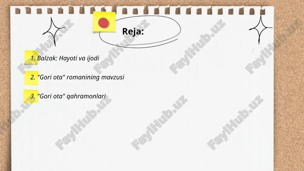 svirlangan. "gori ota" asarida 10 dan ortiq asosiy qahramon mavjud bo'lib, ular turli xil fazilatlari bilan taniladilar. ushbu qahramonlar odamlarning kundalik turmush tarzini, urf-odatlarini va tarixiy voqealarni yoritishda muhim rol o'ynaydi. oqartirilgan ma'lumotlarga ko'ra, ushbu qahramonlarning hikoyalari 19-asrning o'rtalaridan boshlab yozib olingan va ular hozirgi kungacha o'z ahamiyatini yo'qotmagan. ... t.me/slaydai_bot 4. gori ota: xarakter tahlili gori ota xarakteri oʻzbek adabiyotida muhim mavzulardan biri sanaladi. u oʻzbek xalqining qadimiy eʼtiqodlari va anʼanalarini namoyon etadi. gori ota oʻzining donoligi va tushunishi bilan atrofidagilarga yaxshi maslahatlar beradi. uning xarakter tahlili insoniyatning yaxshi va yomon tomonlari oʻrtasidagi muvozanatni tavsiflaydi. u 60 yoshda, 20 yil qishloq oqsoqoli boʻlib, 4 farzandli. xarakterida mehnatkashlik va halollik kabi jihatlar namoyon boʻladi. gori ota 10 yil davomida qishloq maktabida dars bergan va 500 dan ortiq bolalarga saboq bergan. uning ijobiy taʼsirini koʻplab insonlar his etishgan. bu xarakter tahlili orqali, oʻzbek xalqining qadriyatlariga oid kichik, ammo mazmunli maʼlumotlar olinadi. …