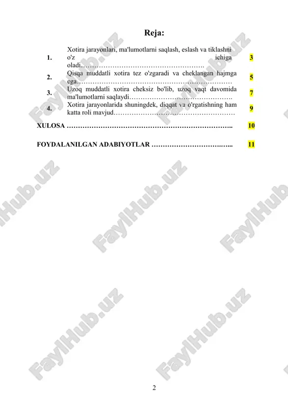 da sezgilar, tushunchalar va idrok orqali ko'plab elementlar kiritiladi. buning asosida, bizning sezgir tizimimiz tashqi stimullarga javob beradi va ularni ongga yuboradi. bu jarayon davomida ma'lumotlar qisqa muddatli xotiraga o‘tkaziladi, bu esa faqat qisqa vaqt davomida saqlanadigan va cheklangan miqdordagi ma'lumotlarni saqlaydi. ikkinchidan, ma'lumotlarni saqlash jarayoni davomida, olingan ma'lumotlar uzoq muddatli xotiraga o'tadi. uzoq muddatli xotira, inson xotirasining eng katta va uzluksiz qismidir. uzoq muddatli xotira ma'lumotlarni uzoq vaqt davomida saqlaydi va bu ma'lumotlar deyarli cheksiz miqdorda bo'lishi mumkin. bu bosqichda ma'lumotlar tahlil qilinadi, ularni saqlash va tiklash uchun zarur bo'lgan qismlar ajratiladi. uzoq muddatli xotira ko'plab tasavvurlar, tajribalar va bilimlarni o'z ichiga oladi. uzoq muddatli xotira tashkilotning barcha bilimlarini saqlashni ta'minlaydi va o'rganilgan ma'lumotlarni hayot davomida doimiy ravishda eslab qolish imkonini beradi. uchinchidan, ma'lumotlarni tiklash yoki eslash jarayoni, saqlangan ma'lumotlarni kerakli paytda qayta ishlash va foydalanishga imkon beradi. eslash jarayoni odamning ongida bo'lib o'tadigan faoliyatdir, bu jarayonda ma'lumotlar ongga …