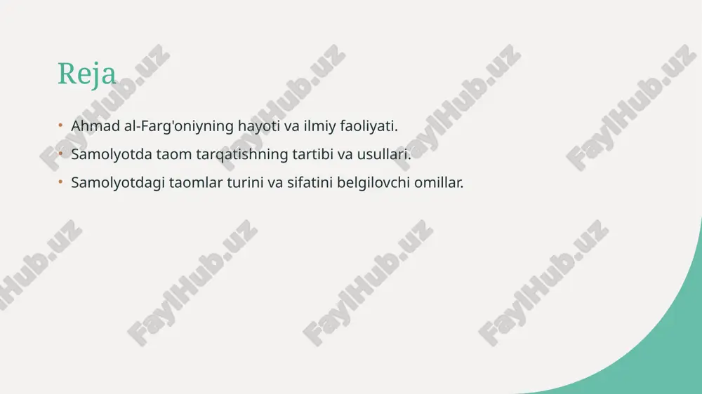 tibor qaratgan. farg‘onada tug‘ilgan al-farg‘oniyning ismlari astronomik kuzatuvlar va matematik hisob-kitoblar bilan bog‘liq bo‘lib, u o‘z asarlarida bu ilmiy metodlarni mukammal ravishda qo‘llagan. u o‘z zamonasidagi eng katta olimlardan biri sifatida ko‘rsatilgan va astronomiya sohasida o‘zi yaratilgan "zij al-farg‘oniy" nomli asar bilan mashhurdir. bu asar astronomik jadval va kuzatuvlar, shuningdek, osmon jismlarining harakati haqidagi bilimlarni o‘z ichiga oladi. al-farg‘oniy bu asarda so‘nggi ilmiy yutuqlarni va astronomik kuzatuvlar natijalarini keltirgan. biz sizga olma, apelsin, pomidorsharbatlarini; salqin ichimliklardan: fanta, kola, sprayt, gazli vagazsiz suv; spirtli ichimliklardan, aroq, konyak, oq va qizilmusallas tavsiya qilamiz. issiq taomlardan: qovurilgan go‘sht, baliq, tovuq, garniriga: qaynatilgan guruch va grechka (qovurilgan kartoshka) tavsiyaqilamiz. samolyotdagi taomlar turini va sifatini belgilovchi omillar. samolyotda taom tarqatish jarayoni aviakompaniyaning siyosatiga va parvozning davomiyligiga qarab farq qiladi. uzoq masofali parvozlarda, odatda, yo'lovchilarga ikki yoki uch marta taom beriladi: birinchi taom, nonushta yoki tushlik, keyin esa kechki ovqat yoki desert. qisqa masofali parvozlar uchun …