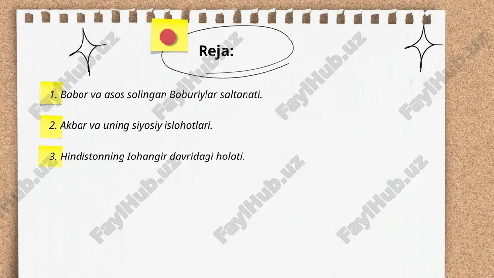 sh ruhidagi san’at rivojlantirilgan. mug'al davlati markazi agra shahri bo‘lib, u yerda ko‘plab me’moriy yodgorliklar qurildi. 1615 yilda buyuk britaniya bilan savdo aloqalari kuchayib, inglez elchisi tomas roun mug'al saroyiga yuborilgan. ushbu davrda iqtisodiy va diplomatik aloqalar yanada kengaytirildi. ... t.me/slaydai_bot 4. shax jaxon va uning me’morchilik yodgorliklari. shax jaxon sovet ittifoqi davriga tegishli bo‘lgan mashhur me’moriy yodgorliklarga ega. u o‘zbekiston hududida joylashgan bo‘lib, tarixiy va madaniy ahamiyatga ega. bu hududdagi asosiy yodgorliklardan biri me’morlar p. a. tolstov va m. a. masson nazoratida 1940-yillarda qayta tiklangan ichan-qal’a majmuasidir. majmua umumjahon merosi ro‘yxatiga kiritilgan va 57 ga maydonni egallaydi. shax jaxondagi ichan-qal’a ichida taxminan 2500 yil avval barpo etilgan yodgorliklar mavjud bo‘lib, ular orasida ko‘hna ark va minorai kalon kabi tuzilmalar mavjud. bu yodgorliklar shah jaxonni jahon miqyosidagi muhim sayyohlik manzillaridan biriga aylantiradi. ... t.me/slaydai_bot olamgir aurangzebning hukmronlik davri 1658-yildan 1707-yilgacha davom etgan. u boburiylar sulolasidan bo‘lib, hindistonda saltanatni kengaytirishga harakat …