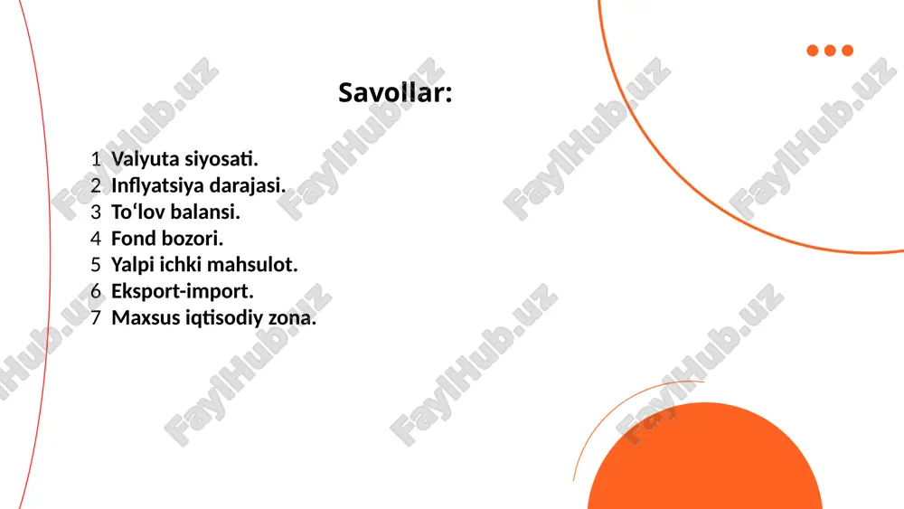 aytirilgan pul-kredit siyosatini qo‘lladi. bu davrda foiz stavkalari nolga yaqin bo‘lib, pul massasi va likvidlik oshirildi. 2022-2023-yillar: fed yuqori inflyatsiyani jilovlash uchun foiz stavkalarini keskin oshirdi. ushbu siyosat global moliya bozorlarida dollarni kuchaytirib, iqtisodiy o‘sish sur’atlarini sekinlashtirdi. ... t.me/slaydai_bot 2 inflyatsiya darajasi. inflyatsiya darajasi aqsh iqtisodiyotining asosiy ko‘rsatkichlaridan biri bo‘lib, iste’mol narxlari indeksiga (cpi) asoslanadi. quyida oxirgi yillardagi inflyatsiya darajasi yillik foizlarda keltirilgan. inflyatsiya fedning 2% atrofidagi uzoq muddatli maqsadlariga yaqin bo‘lib, iqtisodiy o‘sish barqaror edi. iqtisodiy tiklanish, ta’minot zanjiri uzilishi va yuqori talab inflyatsiyani 40 yil ichida eng yuqori darajaga ko‘tardi. pandemiya davrida iqtisodiy rag‘bat dasturlari va pul massasi ko‘payishi inflyatsiyani oshirishga zamin yaratdi. energiyaga bo‘lgan yuqori talab va global ta’minot zanjiri uzilishlari inflyatsiya darajasining rekord darajada oshishiga olib keldi. fed tomonidan foiz stavkalarining oshirilishi va iqtisodiy siyosat choralarining qabul qilinishi inflyatsiya darajasini pasaytirishga yordam berdi. yil davomida energiya narxlarining pasayishi va global iqtisodiy zaiflik inflyatsiyaning juda past bo‘lishiga …