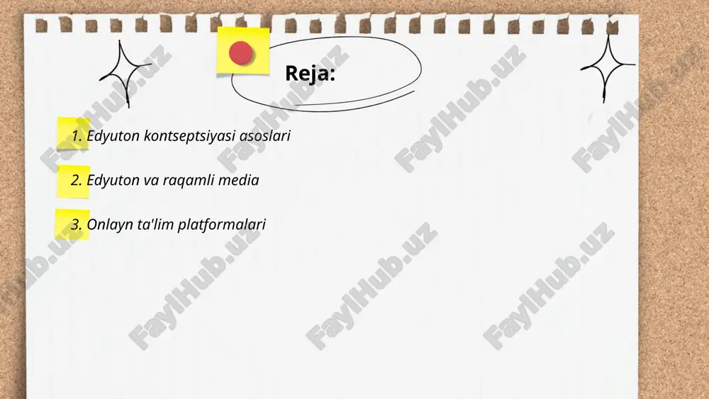 arga ega. coursera 2021-yilda 82 milliondan ortiq ro‘yxatdan o‘tgan foydalanuvchini qayd etdi. o‘rta osiyo mintaqasida ta'lim xizmatlariga qiziqish ortib bormoqda, ayniqsa o‘zbekiston bozorida. o‘zbekiston hukumati ta'lim sifatini oshirish uchun raqamli yechimlarni joriy qilmoqda va 2023-yilga kelib onlayn kurslarni 30 foizga oshirishni rejalashtirgan. shu bilan birga, masofaviy o‘qitish imkoniyatlari ko‘paymoqda. ... t.me/slaydai_bot 4. edyutonning ta'limdagi roli edyuton texnologiyalari ta'lim jarayonida samaradorlikni oshirishga xizmat qiladi. statistik ma'lumotlarga ko'ra, 2022-yilda o'zbekistonda 70% talabalari raqamli ta'lim platformalaridan foydalangan. shu bilan birga, elektron darsliklar soni 50 mingdan oshgan. raqamli ta'lim vositalari orqali o'qituvchilar va o'quvchilar orasidagi muloqotning 40% ga yaxshilangani kuzatilgan. 2030-yilgacha, raqamli ta'lim texnologiyalaridan foydalanish 90% ga yetishi prognoz qilinmoqda. bu texnologiyalar ta'lim sifatini oshirib, barcha uchun qamrovni kengaytiradi va individual yondashuvni yanada samarali qiladi. ... t.me/slaydai_bot edyuton va ijtimoiy media zamonaviy ta'lim jarayonida muhim rol o'ynaydi. statistik ma'lumotlarga ko'ra, bugungi kunda 70% dan ortiq talaba ijtimoiy mediadan ta'lim manbai sifatida foydalanmoqda. onlayn kurslar …