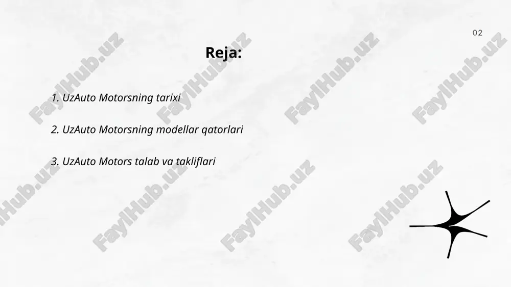 modellarni taqdim etish orqali raqobatbardoshlikni oshirish ko‘zda tutilgan. ... t.me/slaydai_bot 4. uzauto motors eksport strategiyalari uzauto motors kompaniyasi eksport strategiyasida 2023 yilda 20% o'sishni maqsad qilgan. kompaniya ayniqsa rossiya, qozog'iston va yaqin sharq bozorlariga qaratilgan. o'tgan yili kompaniya 10 mingdan ortiq avtomobil eksport qilgan va bu yil 12 mingga etkazishni rejalashtirmoqda. uzauto motors yevropaga ham kirib borishni ko'zlamoqda, ayniqsa elektr avtomobillari bilan. eksportdan tushgan daromad 2022 yilda 150 mln aqsh dollarini tashkil qilgan bo'lsa, 2023 yilda u 180 mln dollarga oshirish rejalashtirilgan. kompaniya raqobatdosh narxlar va sifatli mahsulot bilan xalqaro bozorni zabt etishni maqsad qilgan. ... t.me/slaydai_bot uzauto motors kompaniyasi avtomobil ishlab chiqarishda zamonaviy texnologiyalarni joriy etishda davom etmoqda. 2023-yilda kompaniya 20 ta yangi texnologik tizimni ishlab chiqarish jarayoniga tatbiq etdi. bu tizimlar yordamida ishlab chiqarish jarayoni avtomatlashtirilib, mahsulot sifatini 15% ga yaxshilandi. kompaniyaning asaka zavodida 10 ta yangi robotlashtirilgan liniya ishga tushirildi. ushbu yangiliklar natijasida ishlab chiqarish quvvati yiliga …