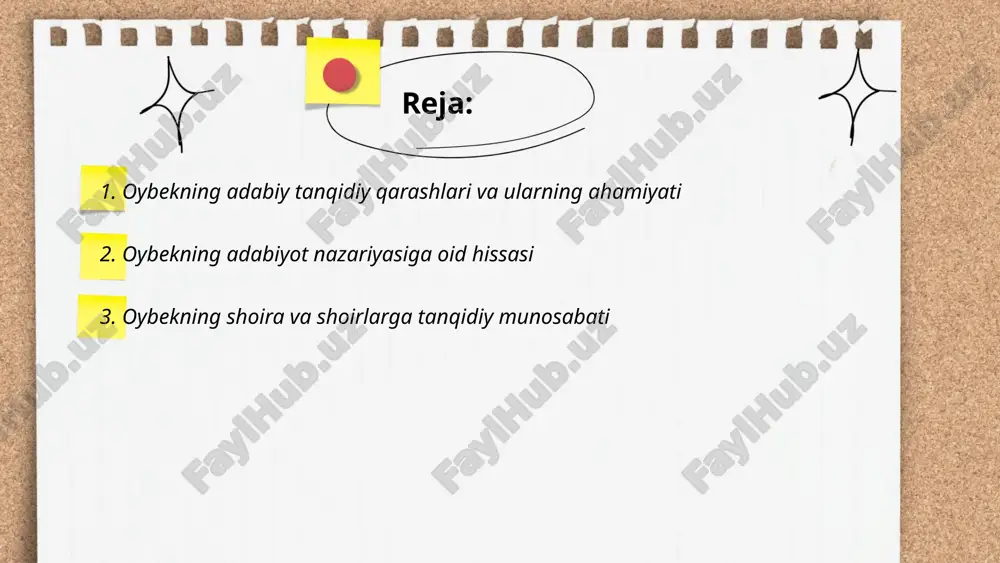 u ko'plab shoirlarning ijodini tahlil qilgan va tanqidiy nuqtai nazardan baholagan. oybekning tanqidiy qarashlari o'z davrining adabiy jarayonlariga nisbatan sezgir bo'lganida namoyon bo'ladi. u 20-asr o'zbek adabiyotidagi ijodkorlarning ijodiy faoliyatini chuqur o'rgangan. oybek 10dan ortiq shoira va shoirlarning asarlarini o'zining maqolalari va kitoblarida muhokama qilgan. uning tanqidiy qarashlari adabiyotshunoslikda muhim ahamiyat kasb etadi va 50 yil ichida ilmiy adabiyotda keng yoritilgan. oybekning tanqidiy asarlarida adabiyotda tahliliy uslubning rivojlanishiga e'tibor qaratilgan. ... t.me/slaydai_bot 4. oybek asarlarida tanqidiy ruh oybek, taniqli o‘zbek yozuvchisi, o‘z asarlarida tanqidiy ruhni mahorat bilan qo‘llagan. uning ijodida ijtimoiy adolat, tenglik va inson huquqlari kabi masalalar markaziy o‘rinda turadi. oybekning mashhur asarlari “qutlug‘ qon” va “navoiy” romanlaridir, bu asarlar orqali u zamonining dolzarb muammolariga e’tibor qaratgan. oybekning tanqidiy yondashuvi jamiyatdagi nohaqliklarni fosh qilish, ilm va ma’rifatning kuchini targ‘ib qilishga asoslangan. u o‘z davrida adabiyot orqali o‘zgarishlar qilishga intilgan. uning asarlari 20-asr o‘zbek adabiyotida muhim o‘rin egallaydi va adabiy …