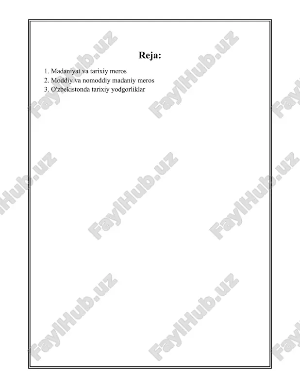mavjud bo‘lib, xi asrdan boshlangan maqbaralardan iborat. 8. **al-xorazmiy va matematika**: - al-xorazmiy ix asrda yashab, algebra so‘zini kirib kelishi va matematikaning rivojlanishiga muhim hissa qo‘shgan. - uning izlari orqali arab raqamlarining tarqalishi boshlandi, bu esa hozirgi zamonaviy hisob kitob tizimiga asos bo'ldi. 9. **musiqa va raqs**: - o‘zbekistonda 20 dan ortiq turli raqs uslublari mavjud. - an'anaviy o‘zbek maqom san'ati yuneskoning insoniyatning nomoddiy madaniy merosi ro‘yxatiga 2008 yilda kiritilgan. 10. **zardo‘zlik va xalq amaliy san’ati**: - qarshi va buxorodagi zardo‘z ustalari xalqaro e'tirofga ega bo‘lib, ming yillik an’analarni davom ettiradilar. - buxoro zardo'zligi 2019 yilda yuneskoning insoniyatning nomoddiy madaniy merosi ro`yxatiga kiritilgan. yuneskoning jahon merosi ro‘yxati, madaniyat maskanlari, tarixiy yodgorliklar va raqamli meros indikatori hisob-kitobi ham madaniyat va tarixiy merosni saqlashdagi xalqaro miqyosdagi sa’y-harakatlar haqida muhim ma’lumotlarni beradi. bu raqamlar va faktlar o‘zbekistonning boy madaniy va tarixiy merosidan bir qismidir. 2. moddiy va nomoddiy madaniy meros moddiy va nomoddiy …