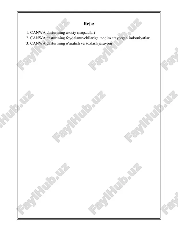 masofaviy o‘qitish platformalari, onlayn kurslar va raqamli resurslardan samarali foydalanish ham dastur doirasida qo‘llaniladi. 5. **barqaror rivojlanishni qo'llab-quvvatlash**: canwa dasturi ekologik barqarorlikka intiluvchi loyiha va tadqiqotlarni qo‘llab-quvvatlaydi. u ekologik muammolarni ilmiy jihatdan o‘rganish va ularga yechim topishga qaratilgan tashabbuslarni rag'batlantiradi. 6. **ijtimoiy innovatsiyalar**: jamiyatda ijtimoiy muammolarga yechim topish uchun innovatsiyalardan foydalanish canwa dasturining asosiy maqsadlaridan biri hisoblanadi. bu jarayonda sog‘liqni saqlash, ta'lim, ekonomik va boshqa sohalarda ijtimoiy innovatsion loyihalarni amalga oshirishga e’tibor qaratiladi. dastur tomonidan belgilangan boshqa aniq maqsadlar yoki raqamlar hozircha ommaga e'lon qilinmagan bo'lishi mumkin, lekin bu turdagi tashabbuslar odatda yuqorida keltirilgan yo'nalishlarda ishlaydi. har qanday tizim yoki dasturning muvaffaqiyati uchun monitoring va baholash kabi mexanizmlar ham o'rnatilgan bo'lishi tabiiy. mahalliy va xalqaro miqyosda canwa dasturi yordamida o‘zgaruvchan dunyo sharoitlariga moslashgan bilim va amaliyotlarni rivojlantirishga qaratilgan harakatlar amalga oshirilmoqda. ushbu dastur doirasida ishlab chiqilgan strategiyalar va maqsadlar albatta madaniy, ijtimoiy va iqtisodiy holatlarga moslashtiriladi. anjumanlar, forumlar va ilmiy …