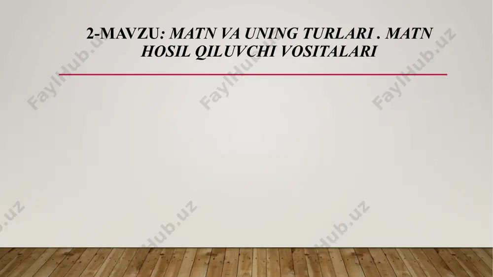 mikro matn makro matn bir necha gaplarning oʻzaro mazmuniy bogʻlanishidan tashkil topgan , mazmuniy yaxlitlikka ega boʻlgan qoʻshma gaplarga nisbatan yirikroq yozma va ogʻzaki nutq parchasi mikromatn deyiladi bir umumiy mavzu ostida birlashgan bir necha mikromatnlardan tashkil topuvchi yaxlit asarga makromatn deyiladi foydalanilgan adabiyotlar qurbonov , marufjon yo’ldoshev matn tilshunosligi – toshkent : universitet 2014. usmonova sh “psixolingvistika” fanidan maruza kurslari . – toshkent .2014 http:/www.ziyouz.com e’tiboringiz uchun rahmat! image2.png image3.png image4.png image1.jpg