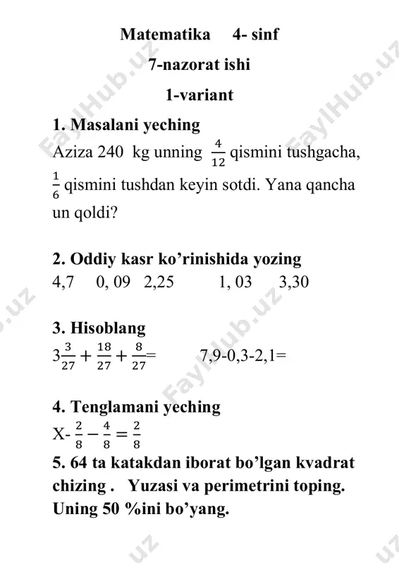 7- nazorat ishi matem 4- sinf - Page 2