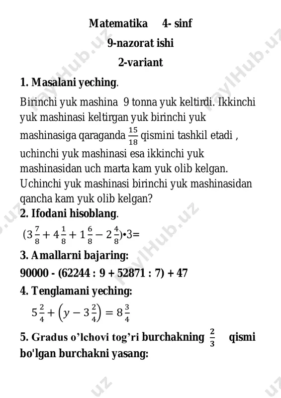 9- nazorat ishi matem 4- sinf - Page 2