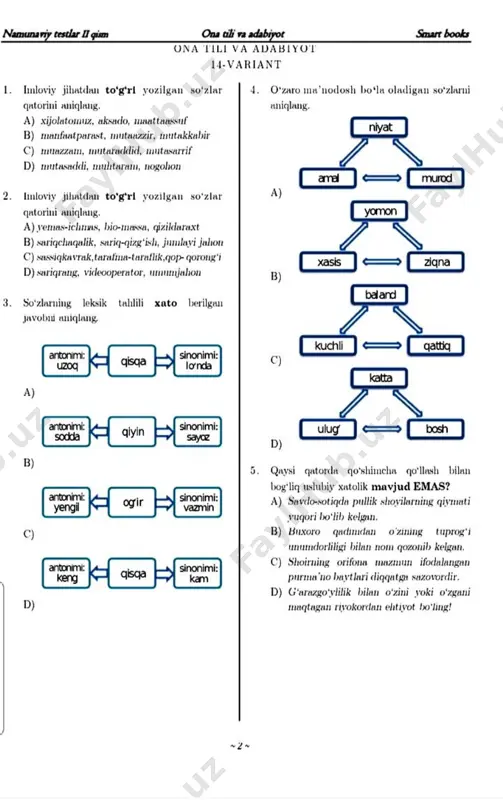 milliy sertifikat. 2 qism. ona tili va adabiyot fani - Page 2