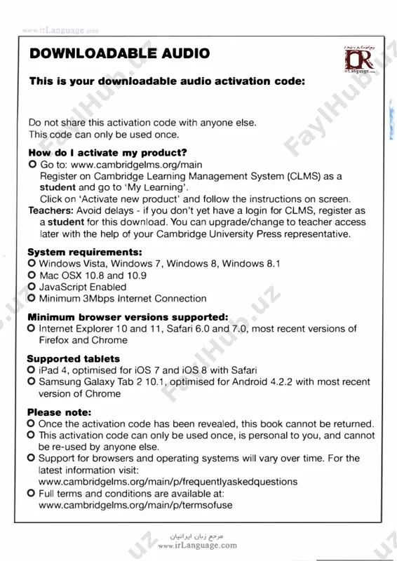 0 audioscripts 103 listening and reading answer keys 124 sample answers for writing tasks 132 sample answer sheets 140 acknowledgements t44 u�1>.!1 u�j /!::?.>" www.irlanguage.com ff>"' � 1rlanguage.- introduction the international english language testing system (ielts) is widely recognised as a reliable means of assessing the language ability of candidates who need to study or work where english is the language of communication. these practice tests are designed to give future ielts candidates an idea of whether their english is at the required level. ielts is owned by three partners, cambridge english language assessment, part of the university of cambridge, the british council and idp education pty limited (through its subsidiary company, ielts australia pty limited). further information on ielts can be found on the ielts website www.ielts.org. what is the test format? i el ts consists of four components. all candidates take the same listening and speaking tests. there …