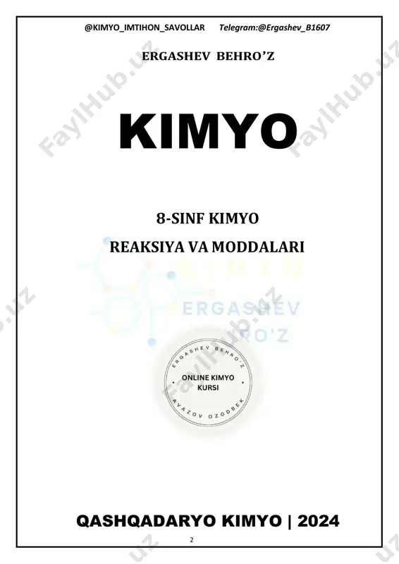 8-sinf kimyo reaksiya va modda ergashev behro'z. pdf - Page 2