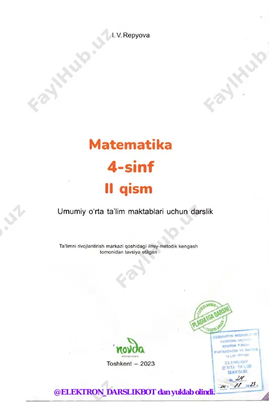 i. energiya kaloriyalarda o‘lchanadi. bu mahsulotlar qancha kaloriya berishini hisoblang va bilib oling. m “qopchadagi” tuxum 10 175 - (458 + 167) • 16 tort 43 578 : 9 - 55 • 79 sho'rva 18 ■ 307 - 5 231 3. ushbu mahsulotlar massasini aniqlashga yordam bering. @elektron_darslikbot dan yuklab olindi. 40. am aliy topshiriqlar 4. sxemadan foydalanib, aziza bir kunda qancha kaloriya olganligini *■* hisoblang. f sut 60 kkal kam bo'tqa 205 kkal ertalabki nonushta olma 95 kkal salat 5 marta kam i qaylali makaron 519 kkal tushlik kechki nonushta f bitta olma va salatda birgalikda qancha kaloriya bo'lsa, shuncha. n 5. hisoblamasdan taqqoslang. a + 6 200 □ 7 100 + a (150 + 250) ■ u □ 500 • u x - 300 □ x : 300 t ■ o d f ■ 1 6. hisoblang. natijalarni kilogrammlarda ifodalang. (1 t 2 q 45kg + 6 t …
