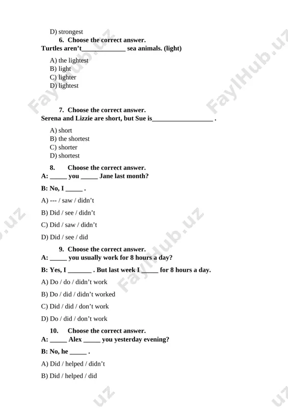 doesn’t c) didn’t d) isn’t 12. put the words into the correct order. play / can / in / you / a / games console / on / class. a) you play in a game console can on class. b) you can play on a game console in class. c) you can play in a game console on class. d) you can play in class on a game console. 13. put the words into the correct order. to ask / use / cell phone / you / for help. / a / can a) you use a cell phone to can ask for help. b) you can ask for help use a cell phone to. c) you can a cell phone use to ask for help. d) you can use a cell phone to ask for help. 14. look at the graph and answer the question. [image: ] when was …