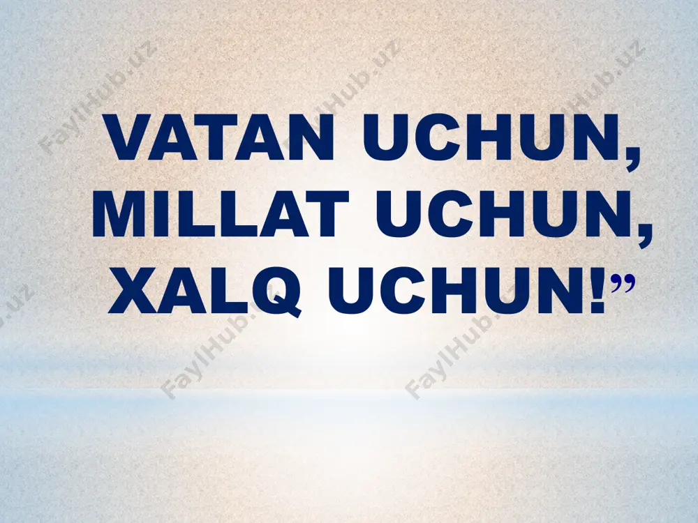 hahar hamda tumanlar, qishloq va ovullarda munosib nishonlanishi ta’minlanadi. bayramga tayyorgarlik ko‘rish va uni o‘tkazish bo‘yicha respublika komissiyasi tuziladi. unga bosh vazir abdulla aripov raislik qiladi. o‘tkaziladigan bayram tadbirlari:  qoraqalpog‘iston respublikasi va viloyatlarda – tegishli mahalliy byudjetlarning qo‘shimcha manbalari hamda jismoniy va yuridik shaxslarning ixtiyoriylik asosidagi homiylik xayriyalari hisobidan;  toshkent shahrida – respublika komissiyasi tomonidan tasdiqlanadigan xarajatlar smetasiga muvofiq respublika byudjeti va toshkent shahar mahalliy byudjeti mablag‘lari hisobidan teng ulushlarda moliyalashtiriladi. madaniyat vazirligi respublika ma’naviyat va ma’rifat markazi, yozuvchilar uyushmasi bilan birgalikda bir hafta muddatda toshkent shahrida mustaqillik bayramiga bag‘ishlab o‘tkaziladigan asosiy bayram tadbirining dasturi va ssenariysini ishlab chiqadi hamda uni yuksak g‘oyaviy- badiiy saviyada tayyorlash choralarini ko‘radi. mustaqillik bayrami 2024-yilda “bir bo‘lsak – yagona xalqmiz, birlashsak – vatanmiz!” shiori ostida, 2023- yilda “yangi hayot uchun, yangi o‘zbekiston uchun!” shiori ostida o‘tkazilgandi. https://daryo.uz/2024/07/18/ozbekiston-mustaqilligining-33-yilligi-bir-bolsak-yagona-xalqmiz-birlashsak-vatanmiz-shiori-ostida-otkaziladi https://daryo.uz/2023/07/29/ozbekiston-mustaqilligining-32-yilligi-yangi-hayot-uchun-yangi-ozbekiston-uchun-shiori-ostida-otkaziladi mustaqilligimizning 34-yiiligi istagan mavzuingizda ochiq dars taqdimotlar tayyorlab beramiz murojaat uchun telefon 97-845-09-09 telegram …