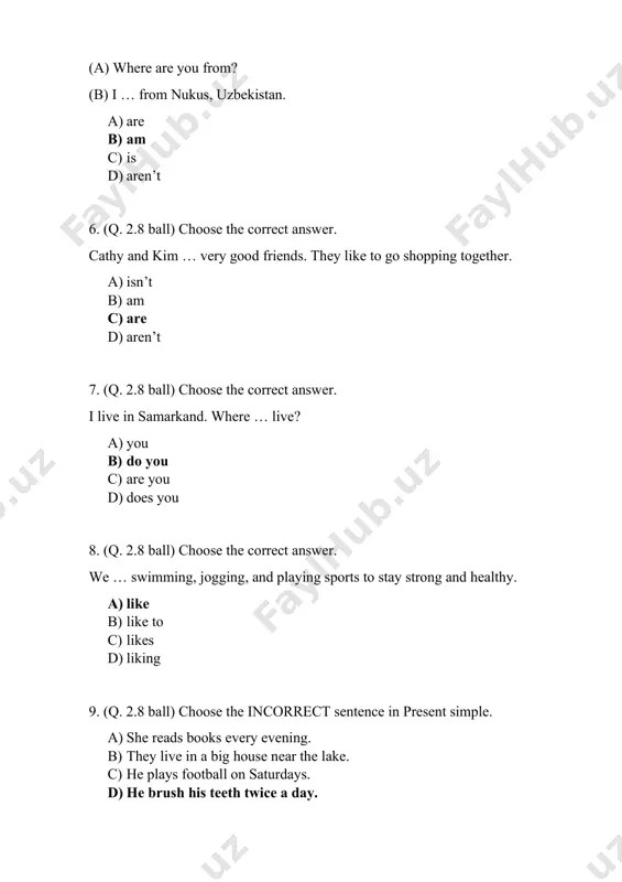 swer. gina is … than sam a) quieter b) quite c) quietest d) more quieter 15. (m. 4 ball) read the text and find the incorrect statement. my name is sam. there are three boys in my family. i was born on june 5th, 2006. i have two brothers. my brother zack was born on may 4th, 2005. my other brother, aiden, was born on july 6th, 2007. zack is tall and artistic. he’s quiet and shy. he makes movies. aiden is short. he’s noisy and sporty. he plays soccer. i’m not short or tall. i’m friendly and talkative. i like playing video games on my cell phone. a) sam was born on june 5th, 2006. b) sam's brother zack was born in 2005. c) sam is friendly and talkative. d) sam has three brothers.