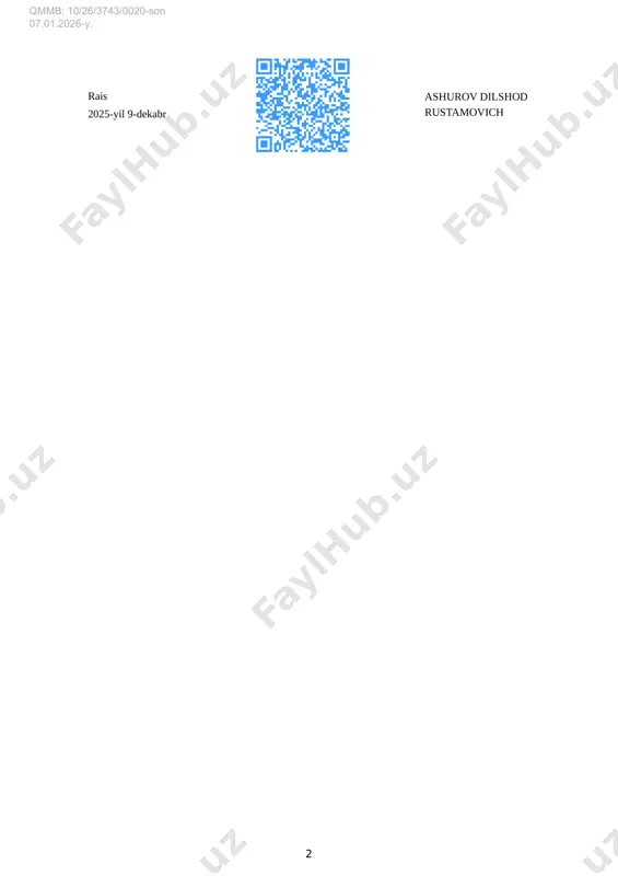 a rasmiylashtirilganda uning tasdiqlovchi yozuvida shartnoma rasmiylashtirilgan joyning manzili koʻrsatiladi va shartnomani rasmiylashtirish hamda imzolash jarayoni notarius tomonidan majburiy audio va videoda qayd etiladi. shartnomani rasmiylashtirish jarayonini audio va videoda qayd etishda notarius va notarial harakatni amalga oshirishda ishtirok etuvchi shaxslar tasvirga toʻliq tushirilishi shart. bunda notarius tomonidan qanday turdagi notarial harakat amalga oshirilayotganligi, notarial harakat mazmuni va ahamiyati notarius tomonidan ovoz chiqarib taraflarga tushuntirib berilganligi hamda hujjat matni bilan taraflar toʻliq tanishganligi va ularning asl maqsadiga muvofiqligini tasdiqlagan holda imzolash hamda barmoq izlarini tizimda skaner qilish jarayoni toʻliq audio va videoda qayd etilishi lozim. 3 o‘zbekiston respublikasi adliya vazirining 2025-yil 30-dekabrdagi 33-mh-son buyrug‘iga ilova qmmb: 10/26/3743/0020-son 07.01.2026-y. 3. oʻzbekiston respublikasining “notariat toʻgʻrisida”gi qonuniga (bundan buyon matnda qonun deb yuritiladi) asosan oʻzbekiston respublikasida notarial harakatlar davlat tilida amalga oshiriladi. rasmiylashtirilgan hujjat matni fuqarolarning talabiga binoan notarius tomonidan rus tilida yoki imkon boʻlsa, boshqa maqbul tilda beriladi. 4. agar shartnoma taraf(lar) …