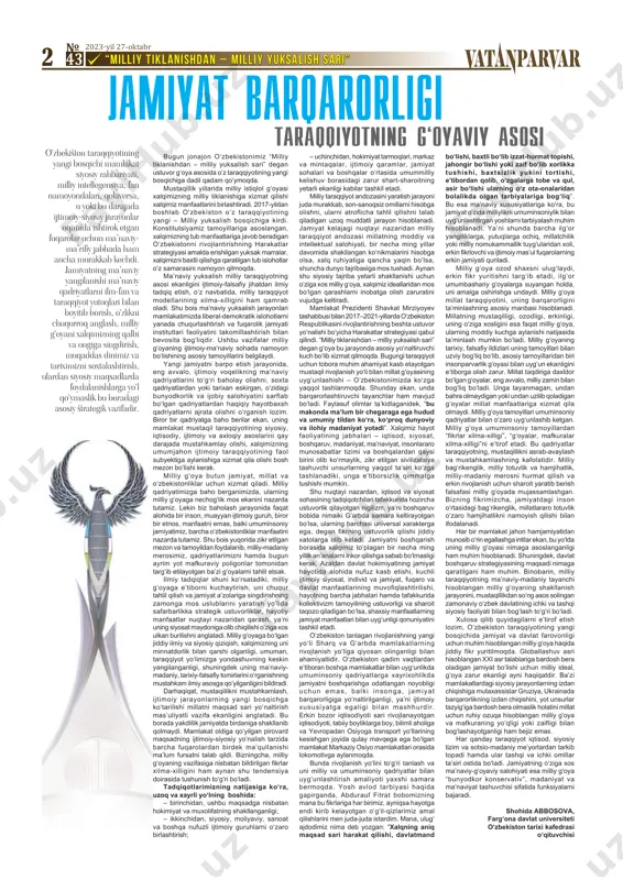 ijtimoiy-ma’naviy sohada namoyon bo‘lishining asosiy tamoyillarini belgilaydi. yangi jamiyatni barpo etish jarayonida, eng avvalo, ijtimoiy voqelikning ma’naviy qadriyatlarini to‘g‘ri baholay olishni, soxta qadriyatlardan yoki tarixan eskirgan, o‘zidagi bunyodkorlik va ijobiy salohiyatini sarflab bo‘lgan qadriyatlardan haqiqiy hayotbaxsh qadriyatlarni ajrata olishni o‘rganish lozim. biror bir qadriyatga baho berilar ekan, uning mamlakat mustaqil taraqqiyotining siyosiy, iqtisodiy, ijtimoiy va axloqiy asoslarini qay darajada mustahkamlay olishi, xalqimizning umumjahon ijtimoiy taraqqiyotining faol subyektiga aylanishiga xizmat qila olishi bosh mezon bo‘lishi kerak. mill iy g‘oya butun jamiyat, millat va o‘zbekistonliklar uchun xizmat qiladi. milliy qadriyatimizga baho berganimizda, ularning milliy g‘oyaga nechog‘lik mos ekanini nazarda tutamiz. lekin biz baholash jarayonida faqat alohida bir inson, muayyan ijtimoiy guruh, biror bir etnos, manfaatni emas, balki umuminsoniy jamiyatimiz, barcha o‘zbekistonliklar manfaatini nazarda tutamiz. shu bois yuqorida zikr etilgan mezon va tamoyildan foydalanib, milliy-madaniy merosimiz, qadriyatlarimizni hamda bugun ayrim yot mafkuraviy poligonlar tomonidan targ‘ib etilayotgan ba’zi g‘oyalarni tahlil etsak. ilmiy tadqiqlar shuni …
