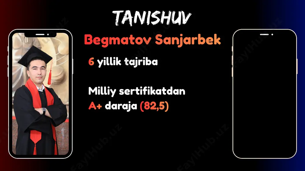 ga tarqatish reklama postini 5 ta telegramdagi kimyo guruhlariga tarqatish eslatma! yuqoridagilar kurs boshlangunga qadar amal qiladi kursda sizdan talab etiladi mas’uliyat foydalaniladigan kitob oldi kamerasi ishlaydigan telefon sifatli internet 1 2 3 4 taklif dastlabki 2 darsga qatnashib ko’rish bepul, 3-sidan boshlab to’lov qilganlar bilan birga davom etamiz bundan tashqari o‘z darajangizga mos guruhlarda o’qishingiz mumkin. masalan, kimgadir kerak bo’lsa uni shunday guruhga qo’shamiz, hamda yoki boshqa insonni darajasi yuqoriroq bo’lsa ularga xolos. bu orqali siz-u biz vaqtimizni tejab qolamiz masalalarni to’liq tahlili to’liq yechim bilan ta’minlaymiz faqat yechimini chiqara olmayotgan savollariga yordam beriladi sababsiz darslarga qatnashmaganlar (3 dars) kursdan chetlatiladi va to’lov puli qaytarib berilmaydi bu o’quvchilarning mas’uliyatliroq bo’lishi ta’minlaydi diqqat eslatma demak qaror qabul qilgan bo’lsangiz biz bilan bog’laning va birgalikda imtihonga tayyorlaning: @kimyo_admin e’tiboringiz uchun tashakkur onlayn kurs taqdimoti tanishuv tanishuv ushbu kursdan so’ng qanday ko’nikmalarga ega bo’lasiz ? ushbu kurs kimlar uchun? yana nima yangiliklar? …