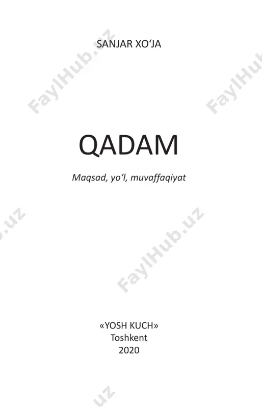 .......................................120 xotima ......................................................141 4 s x ‘ 5q muqaddima o‘rnida ada, oyi! ayni damda sizga murojaat qilishimning saba- bi bor. ko‘nglimdan kechgan gaplarni o‘zingizga aytolmasman, ammo qog‘ozga tushirgim keldi... ilgari biror qiyinchilik yo muammoga duch kelsam ich- ichimdan ezilardim. tengdoshlarim, do‘stlarimga oilasi tomonidan ko‘rsa layotgan e’ bor, imkoniyatlarni ko‘rib o‘ksinardim. ayniq- sa, ular men erishayotgan yutuqlarning kichik bir qismiga erishib, yaqinlaridan rag‘ba ni ko‘rish- sa, qalbim qa q og‘rir edi. buni ba’zan sizlarga bildirganman, ba’zilarini esa yashirganman... endi esa ulg‘aydim. bugun sizlardan juda minnatdorman! yashash uchun kurashda, hayotda o‘rnimni to- pishimda, o‘z kuchim bilan oyoqqa tura olishim- da, o‘z fi kr va dunyoqarashimga ega bo‘lishimda sizlarning xizma ngiz juda ka a ekan. balki o‘sha paytlarda hamma sharoitni yara b berganingizda bugun men hayo mda hech nar- saga erisholmagan va eh mol, bu kitobni ham yozolmagan bo‘lardim... aslida, gaplarim ko‘p edi, hammasini ay shim shart ham emasdir. meni tushundingiz deb umid …