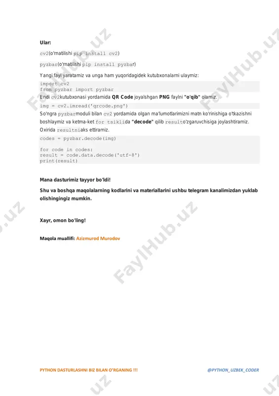 pythonda qr code reader dastur yaratamiz - Page 2