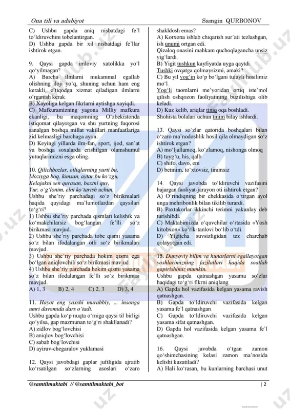 ona tili va adabiyot. 17-variant - Page 2