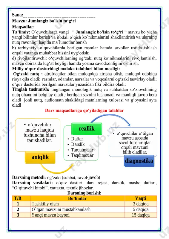 erilgan vazifa so’ralib o’quvchilar baholanadi. guruh nomlari valivoyning hikoyasi sobit g'afurov yozda qishloqqa - buvimnikiga bordim. qishloq bolalari bilan doʻstlashib oldim. birgalikda qovun poliziga bordik. rosa tut, behi, oʻrik, gilos, shaftoliga to'ydik. keyin anhorga choʻmilgani bordik. qarasak gʻoz, o'rdaklar, tovuqlar oʻz jo'jalari bilan suzib yurishibdi. biz ham choʻmildik. koʻp cho‘milganimizdan rosa terlab ketibmiz. qaytib kelsam, buvimlar tandirda non yopayotgan ekanlar. qornim ochib ketganidan ikki tandir nonni yeb qo'yibman. tongotarda buvimning boʻyni uzun g'ozi qichqirib meni uyg'otib yubordi. g'oz devorga chiqib olib, bor ovozi bilan qu-qulab qichqirardi. buvimning qizil tojli katta urishqoq xo'rozi har kuni tuxum qoʻyar ekan. rosa tuxumga to'ydim. u suzmaga oʻxshab sho'ʻrtakkina bo'larkan. buzoqqa oʻt yulib soldim- da, qo'zichoqqa suyak berdim. u maza qilib yedi. bobomlar bir chanaga pichan ortib, zoʻrgʻa tortib kelib qoldilar. juda sevinib ketdim. olaparga sabzi, karam berdim. shalpangquloq quyonni zanjirga bogʻlab ko‘chada rosa o‘ynatdim. u qoʻshnimning mushugi bilan chiqishmas ekan, ko'rishi bilan sayrab yubordi. …