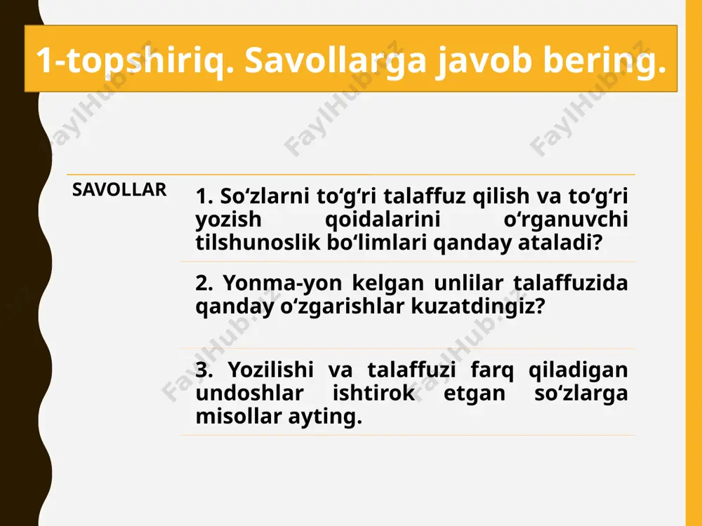 boringiz uchun rahmat! foydalanilgan adabiyot: n. mahmudov, a. sobirov, sh. sattorov, sh. toshmirzayeva, d. mannopova. ona tili. umumiy o‘rta ta’lim maktablarining 5-sinfi uchun darslik. g‘afur g‘ulom nomidagi nashriyot-matbaa ijodiy uyi. toshkent– 2020 ushbu taqdimot slaydi mahsulotidir. diqqat! ushbu mahsulotni tijoriy maqsadda ko‘paytirish javobgarlikka sabab bo‘ladi! image3.jpeg image4.png image12.png image23.jpg image17.png image24.jpg image6.png image7.png image9.jpeg image10.png