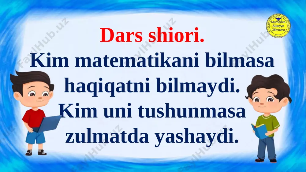 xil o'qiladigan so‘z yoki son palindrom deb ataladi. 25952 dan keyingi palindrom son qaysi son bo‘ladi? 26062 uyga vazifa: 10-11-misollar. 6- bet image1.jpeg image2.png image3.png image4.png image5.png image6.png image7.png image8.png image9.png image10.png image11.png image12.png image13.png image14.png image15.png image16.png image17.png image18.png image19.png image20.png image21.png image22.png image23.png image26.png image27.png image28.png image29.png image30.png image24.png image25.png image31.png image32.png image33.png image36.png image34.png image35.png image37.png image38.jpeg image39.png