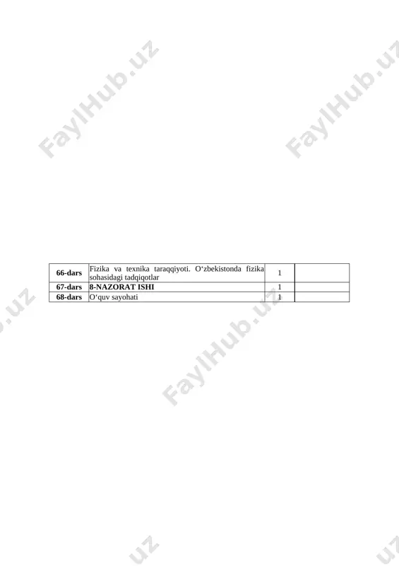 fizika 9-sinf 3-4-chorak taqvim-mavzu reja - Page 2