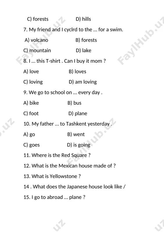 foot ? 15) what strange house do you know ? keys variant 1 1) b 2) d 3) a 4) c 5) d 6) b 7) d 8) a 9) c 10)b 11) in moscow 12) part of the rock 13) national – shaped 14) football- shaped 15) by keys variant 2 1)d 2)b 3) c 4) a 5)b 6) d 7) a 8) d 9) b 10) c 11) in the usa 12) there are … 13) plane 14) on 15) …. [bookmark: _goback]