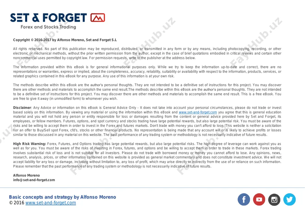trade or invest based solely on this information. by viewing any material or using the information within this ebook and www.set-and-forget.com you agree that this is general education material and you will not hold any person or entity responsible for loss or damages resulting from the content or general advice provided here by set and forget, its employees, or fellow members. futures, options, and spot currency and stocks trading have large potential rewards, but also large potential risk. you must be aware of the risks and be willing to accept them in order to invest in the forex and futures markets. don't trade with money you can't afford to lose. this website is neither a solicitation nor an offer to buy/sell spot forex, cfd's, stocks or other financial products. no representation is being made that any account will or is likely to achieve profits or losses similar to those discussed …