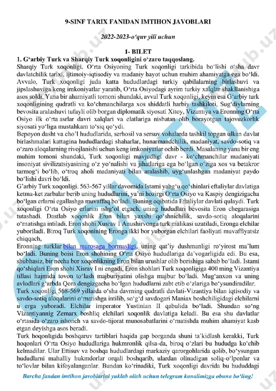 9-sinf tarix imtihon javoblari 2023 - Page 2