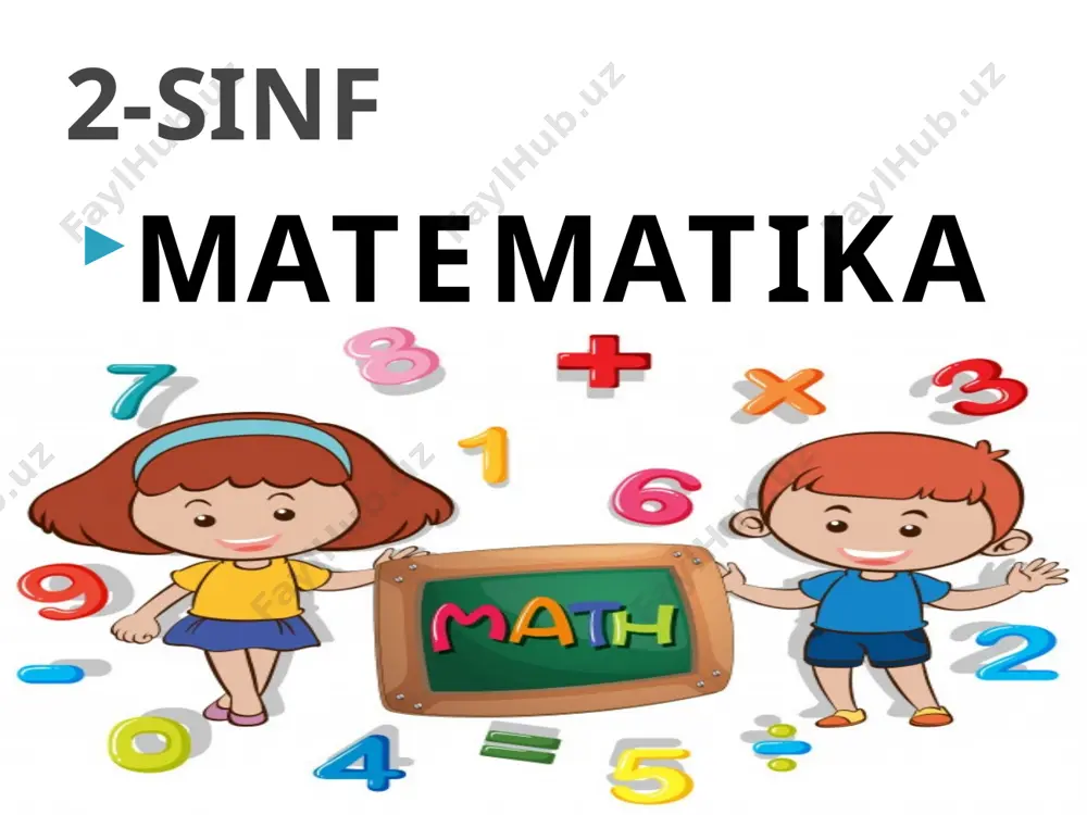 i deyiladi. 12sm 4sm 4sm 4sm sonni to’rtga bo’lganda hosil bo’lgan son shu sonning to’rtdan bir qismi yoki choragi deb ataladi. 12sm 3sm 3sm 3sm 3sm 20+19= 57+32= 48+10= 57-32= 90-50= 100-9= 58-50= 100-47= 2-misol dam olish daqiqasi. bobo va nabira - necha yoshdasiz, bobo? o‘ylanib turib bir zum bobo boshlaydi so‘zin: - katta bo‘p qolding, qo‘zim hisoblab ko‘rchi, o‘zing sen va akang yoshidan to‘rttasin yashab bo‘ldim, endi o‘ylab boq bir oz men necha yoshga to‘ldim? - akam kirdi o‘n birga, men esa to‘qqiz yoshda o‘ylab ko‘raychi, picha bobomning yoshi necha? kitob-80 bet o’qidi- to’rtdan bir qism yana qoldi- ? bet yechish:1).80:4=20(bet) 2).80-20=60(bet) javob:60 bet 3-masala yangi mavzuni mustahkamlash 3.test yechish 1. 20 sonining choragi nimaga teng? a) 6 b) 3 d) 4 e) 5 2.75 sonini uchdan bir qismini toping? a) 15 b) 12 d) 25 e) 5 3.100 yarmi nimaga teng? a) 500 b) 200 d) 100 e) …