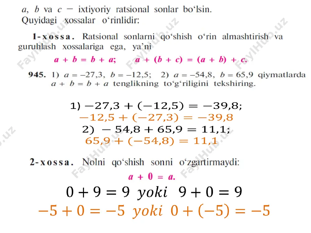 ratsional sonlar ustida bajariladigan amallar xossalari - Page 2