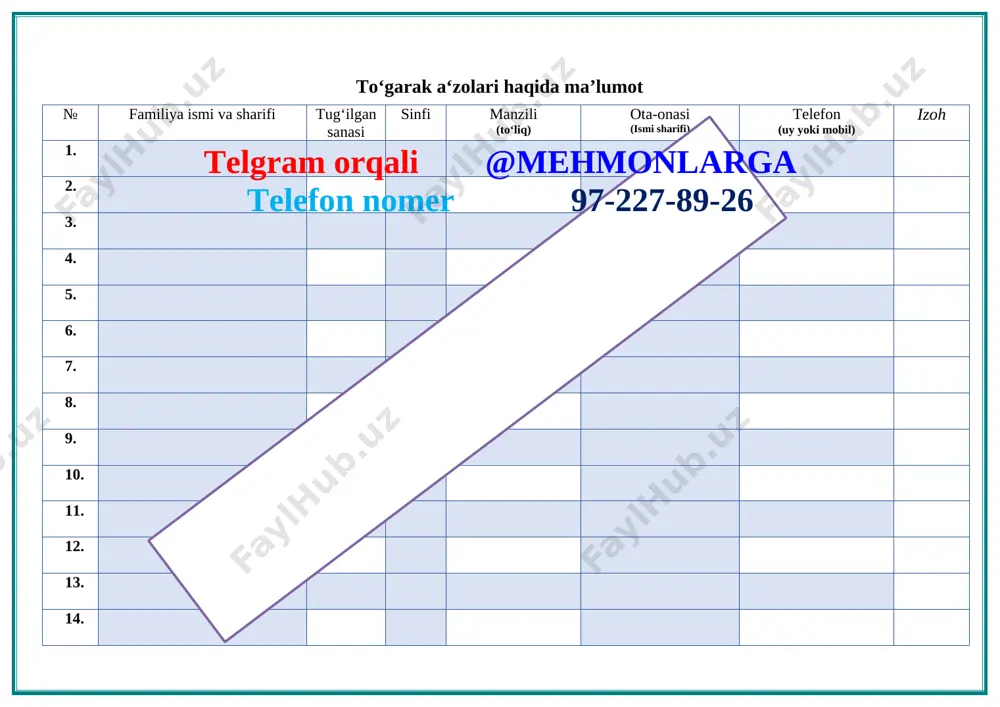 qanday o`ynash kerak 22. telgram orqali @mehmonlarga telefon nomer 97-227-89-26 shashka o‘yini 23. ikki tomonlama damka 24. damka harakatlari va boshqa imtiyozlari haqida 25. shashkaning turkcha varianti 26. shashka mantiqiy o’yin 27. shahka o‘yin qoidalari 28. qoidalar 29. shahka o’yini 30. raqibning shashkasini taxtadan olib tashlash 31. kurashni davom ettirish 32. o'yin tarkibi 33. o'yinning maqsadi 34. shahka o‘ynovchilar uchun tavsiyalar sana: “__” _______ 201__-yil. sinflar: _______. to‘garak rahbari:________________ mavzu: shahka haqida ma’lumot i. maqsad: shashka haqida o‘quvchilarda tushunchalar hosil qilish 1.ta’limiy: shahka taxtasi va xonalarning belgilanishi haqida o‘quvchilarda tushunchalar hosil qilish. 2. tarbiyaviy: o‘quvchilarga mashg‘ulotni tushuntirish jarayonida ularni ona vatanga sadoqat ruhida tarbiyalash. 3.rivojlantiruvchi: o‘quvchilarda hosil bo‘lgan malaka, tushuncha va ko‘nikmalarni shakillantirish. ii. ko‘rgazma qurollar: shahka taxtasi, ko’rgazmali rasmlar va didaktik materiallar. iii. o’tgan mavzuni mustahkamlash: o’tgan mavzu yuzasidan savol-javob orqali guruhlar bilan ishlab mavzu haqidagi fikrlar va umumiy hulosalar mustahkamlanadi. iv. mashg‘ulotning borishi: tashkiliy qism: salomlashish, davomatni aniqlash, …