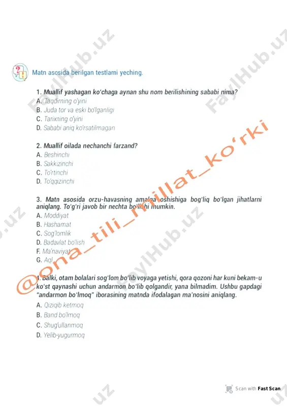 6-sinf ona tili yangi darslikda berilgan test - Page 2