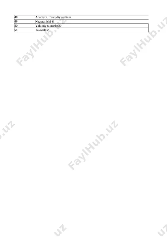 x asr oxiri -xx asr boshlarida xitoy. 94-97-betlar 27-§ 32 xx asr boshlarida xitoyning ijtimoiy-siyosiy va iqtisodiy ahvoli. 97-101-betlar 28 -§ 33 xix asr oxiri - xx asr boshlarida hindiston. 101-105-betlar 29 -§ 34 x1x asr oxiri - xx asr boshlarida eron 105-109-betlar30-§ 35 x1x asr oxiri - xx asr boshlarida eron 105-109-betlar 30-§ 36 x1x asr oxiri - xx asr boshlarida afg’oniston 109-112-betlar 31-§ 37 xix asr oxiri - xx asr boshlarida turkiya. 112-116-betlar 32-§ 38 xix asr oxiri - xx asr boshlarida turkiya. 112-116-betlar32-§ 39 nazorat ishi-5. takrorlash 40 shimoliy afrika mamlakatlari. 116-120-betlar 33-§ 41 tropik va janubiy afrika mamlakatlari. 120-124-betlar 34-§ 42 birinchi jahon urushining boshlanishi va uning borishi. 124-129-betlar 35-§ 43 1916-1917 yillardagi urush harakatlari. 129-131-betlar 36-§ 44 birinchi jahon urushining yakunlari va oqibatlari 131-136-betlar 37-§ 45 moddiy ishlab chiqarishda texnika va fan taraqqiyoti. 136-140-betlar 38-§ 46 aniq va tabiiy fanlar rivoji. 140-145-betlar 39-§ 47 xalq …