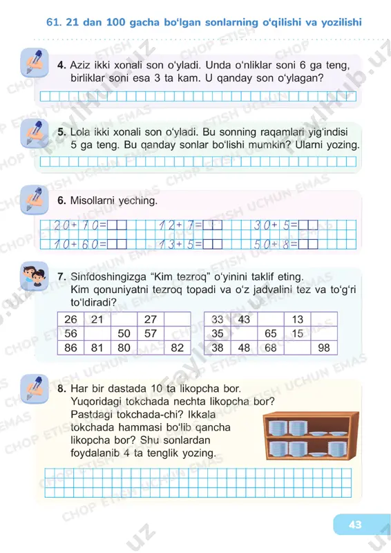 matematika 1 sinf darslik 61-69 - Page 2