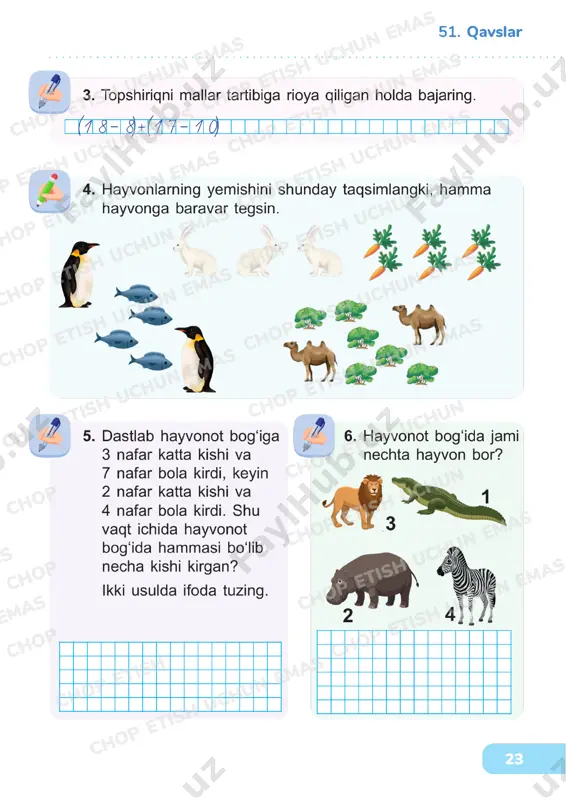 matematika 1 sinf darslik 51-55 - Page 2