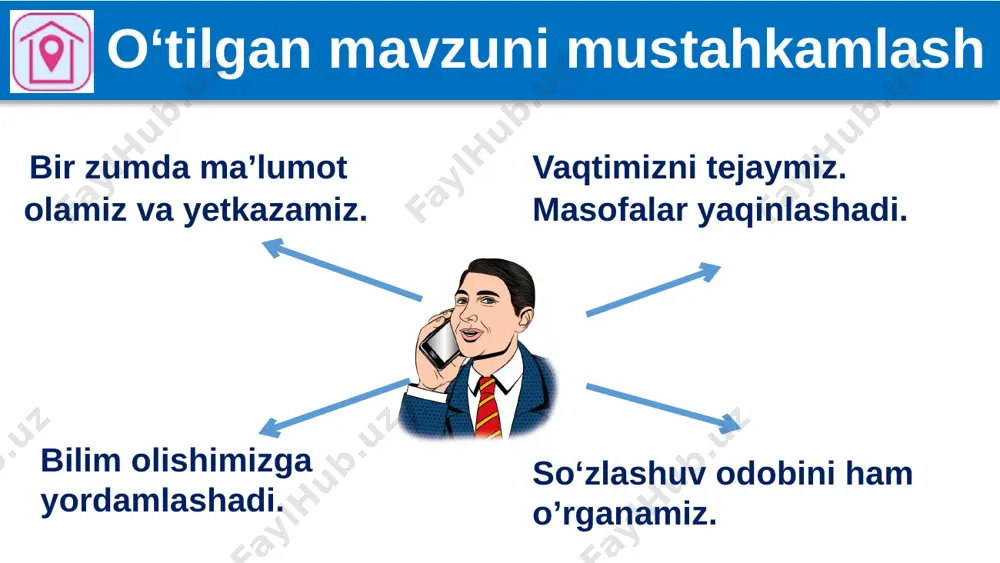 on, sug‘d, o‘rxun-enasoy kabi yozuvlardan foydalanib kelgan. viii asrdan 1929-yilgacha arab yozuviga asoslangan eski o‘zbek yozuvidan foydalanilgan. 1930–1940-yillar oralig‘ida lotin yozuviga asoslangan o‘zbek yozuvi amalda bo‘lgan. undan so‘ng kirill yozuviga o‘tilgan. 1993-yil xalqimiz lotin yozuvi asosidagi o‘zbek alifbosini qabul qildi. 115-mashq o‘zbek xalqi tarixida ushbu yozuvlarning qanday ahamiyatga ega bo‘lgani to‘g‘risida fikr bildiring. 2. navoiy, bobur kabi buyuk allomalarimizning asarlari qaysi yozuvda bitilgan? amir temur “tuzuklar”i-chi? temur qurdirgan binolarga hikmatlar qaysi yozuvda yozilgan? 3. sizning bobo-buvilaringiz qaysi yozuvdan foydalanishgan 116-mashq 1. kim bizning qudratimizga shubha qilsa, biz qurgan binolarga qarasin. 11 116-mashq 2.farzandlar, qarindoshlar, qo‘shnilar va do‘stlarni davlat-u ne’mat martabasiga erishganimda unut madim, haqlarini ado etdim. farzandlar, qarindoshlar,qo'shnilar va do'stlarni davlat-u ne'mat martabasidga erishganimda unutmadim,haqlarini ado etdim . 12 117-mashq 1. uzoqdagi qarindoshdan yaqindagi qo'shni yaxshi. 1. uzoqdagi qarindoshdan yaqindagi qo‘shni yaxshi. 13 117-mashq 2. gilam sotsang, qo'shningga sot, bir chetida o'zing o'tirasan. 2. gilam sotsang,qo‘shningga sot,bir chetida o‘zing o’tirasan. …