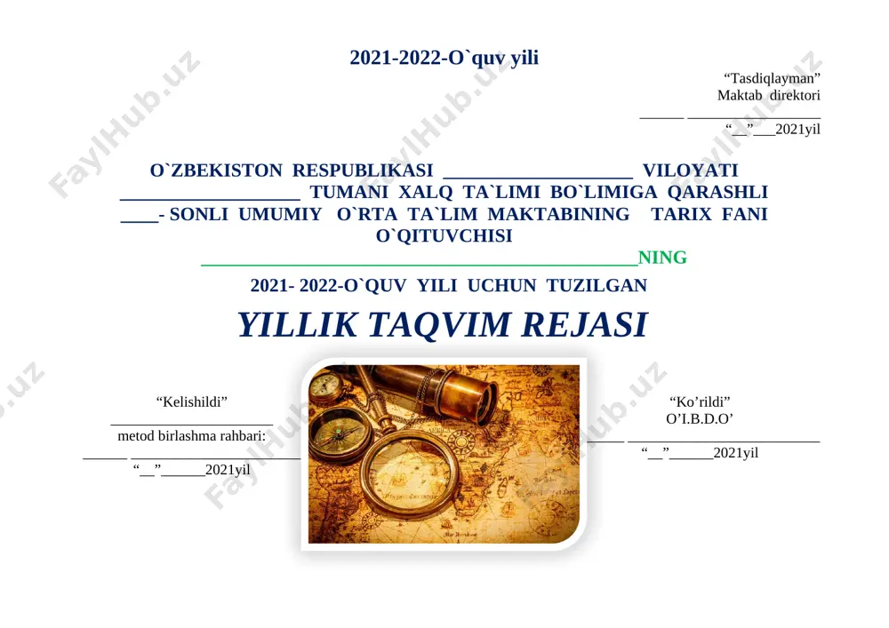 a bugungi kuniga, milliy va umuminsoniy qadriyatlarga hurmat hissini tarbiyalash; [bookmark: 3155118]o‘quvchilarga davlatchiligimiz tarixi jahon sivilizatsiyasining ajralmas qismi ekanligini anglatish; [bookmark: 3155119]o‘quvchilarda tayanch va tarix faniga oid umumiy va kuchaytirilgan kompetensiyalarni shakllantirishdan iboratdir. [bookmark: 3155120]tarix fanini o‘qitish esa, quyidagi vazifalar orqali amalga oshiriladi: [bookmark: 3155122]ajdodlarimizning ma’naviy merosi va jasoratlaridan ibrat olishga, ularga munosib voris bo‘lishga o‘rgatish; o‘quvchilarni tarixiy voqealarni idrok etishga yo‘naltirish orqali ularning o‘zligini anglash, shaxs sifatida kamol topishiga yordam beradigan tushunchalar, milliy, umuminsoniy qadriyatlar ruhida tarbiyalashdan iborat. umumiy o‘rta ta’lim maktablarining v-ix sinflarida o‘zbekiston va jahon tarixining qadimgi zamonlaridan xx asr boshlarigacha bo‘lgan davri o‘rganishni taqozo etadi. tarixiy hodisalar va voqealarni o‘rganishga qo‘yilgan talablar (v-ix sinflar) o‘quvchilarning yoshi, bilim saviyasi, ruhiy xususiyatlari, jismoniy rivojlanishi darajalariga mos bo‘lishi lozim. shunga muvofiq tarzda o‘quv fani uch yo‘nalishni tashkil etadi. jahon tarixi, o‘zbekiston tarixi, dunyo dinlari tarixi. 5-sinfda (68 soat) tarix fan sifatida o‘rganilmay, qisman tarixiy tasavvur hamda eng sodda tushunchalarni …