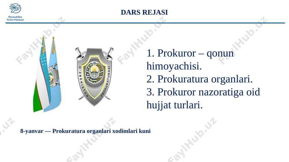 b o‘rganish, 2.167-betda berilgan 3-topshiriqni yozma bajarish. 3. prokuratura organlarining faoliyati islohotlarga hamohang tarzda takomillashtirib borildi.ushbu islohotlar haqida nimalarni bilasiz? e’tiboringiz uchun rahmat