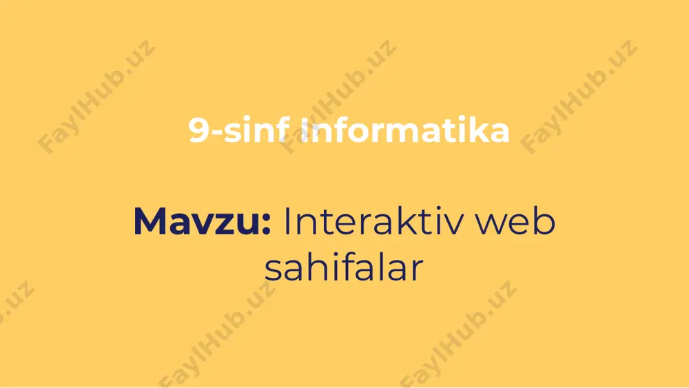 hi orqali birinchi web- sahifa ikkinchisiga o‘tadi. web-sahifaning o‘zgarmay qolgan qismi uchun bir marta yozilgan kodlar har ikki sahifa uchun ham umumiy bo‘ladi. interaktiv web saytlar interaktiv web-saytlarda faqatgina ma’lumotlarni ko‘rish yoki tanishish imkoniyatini taqdim etish bilangina cheklanib qolmasdan, yana ularda ro‘yxatdan o‘tish, xabar yuborish va qabul qilish, onlayn (ingl. online — aloqada, tarmoqda) so‘rovlar o‘tkazish, buyurtma asosida ma’lumot olish, turli hisoblagichlar va boshqa elementlar orqali foydalanuvchining «muloqot» qilish imkoniyati ham taqdim etiladi. shu bilan birga ko‘pgina interaktiv web-saytlar foydalanuvchi va sayt ma’muriyati orasida onlayn-suhbatlar o‘tkazish, onlayn-chatlar (ingl. chatter — gaplashmoq) orqali real vaqt holatida to‘g‘ridan to‘g‘ri bog‘la- nish imkonini beradi. web-saytga interaktivlik xususiyatini joriy etish uchun maxsus dasturiy kodlar — server skriptlaridan foydalaniladi. bu skriptlar foydalanuvchidan olingan ma’lumotlar serverda qayta ishlangach web-sahifada aks etishini ta’minlab beradi. server skriptlarda amallar brauzer html-faylni o‘qiydi, agar ushbu html-faylda server skripti mavjud bo‘lsa, avval ulardagi ssenariy bo‘yicha amallar serverda bajariladi, so‘ngra olingan natijalar …